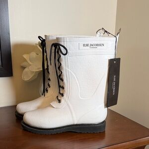 Ilse Jacobsen White Lace-Up Rain Boots